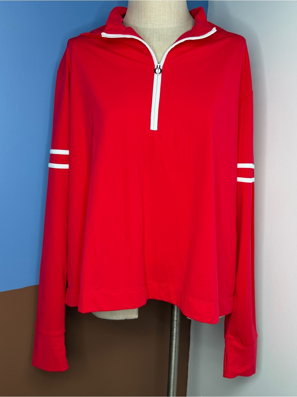 Kinona Red Half-Zip Golf Pullover with White Stripes Size XXL